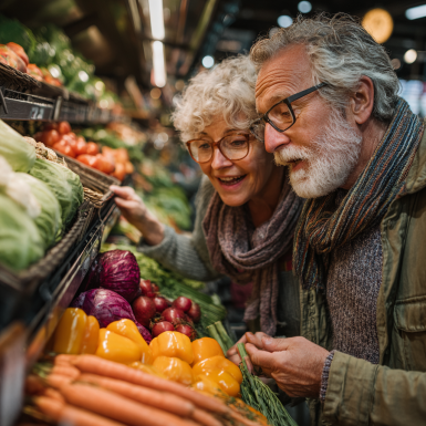 Літня людина готує здорову їжу