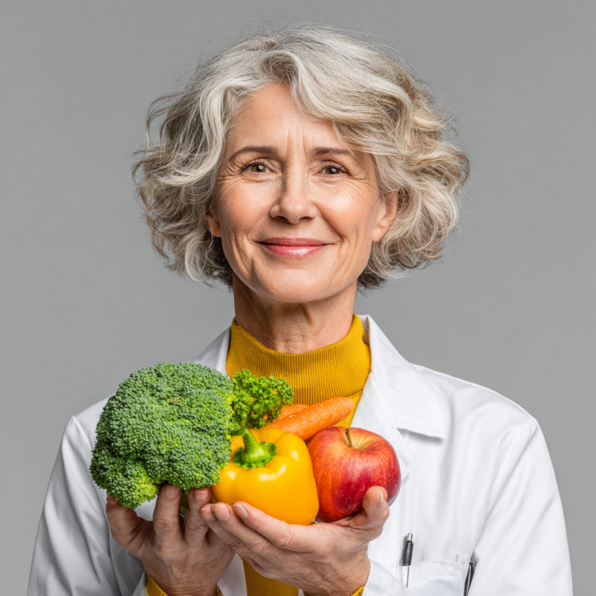 Група літніх людей з здоровою їжею